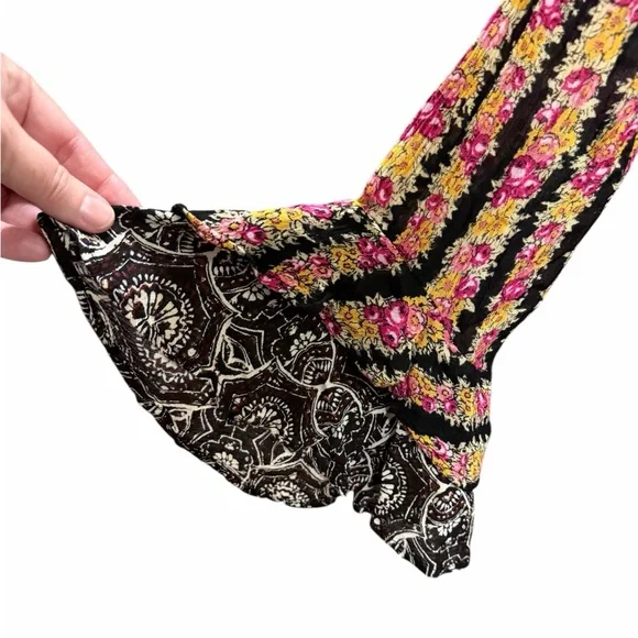 FREE PEOPLE Falling Into You Tunic Top Size Small Embroidered Ruffle Cuff Flowy - Picture 7 of 11